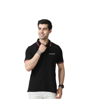 Marks & Spencer Polo T-shirt Black with Red & White Tipping